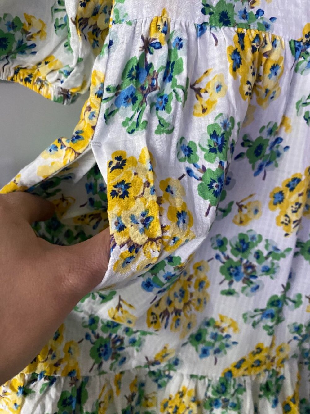UNIQLO X PAUL & JOE Puff Sleeve Cotton Floral Tiered Dress with Pockets Size M - Picture 6 of 8